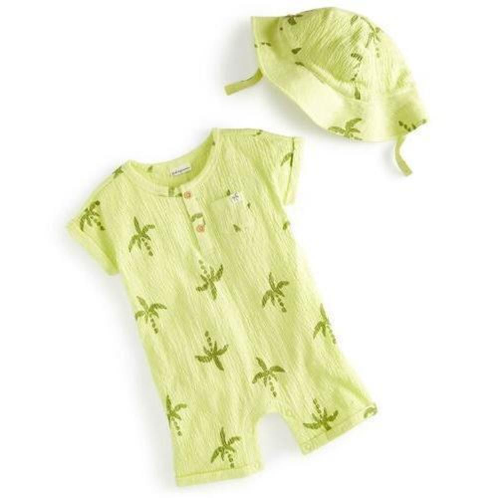 First Impressions Baby Boys 2-Pc. Large Palm Henley Romper & Hat Set, Created